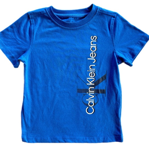 Calvin Klein Jeans Boys Blue Logo Tee Shirt Size 4 - Picture 1 of 4